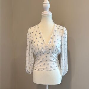 Abercrombie & Fitch White Cream Wrap Blouse 3/4 Sleeve